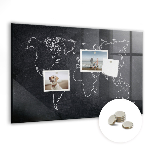 Tableau pour magnet Contour de la carte du monde