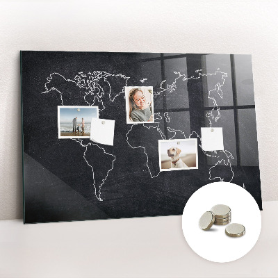 Tableau pour magnet Contour de la carte du monde