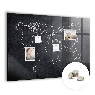 Tableau pour magnet Contour de la carte du monde
