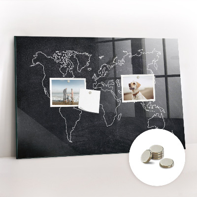 Tableau pour magnet Contour de la carte du monde