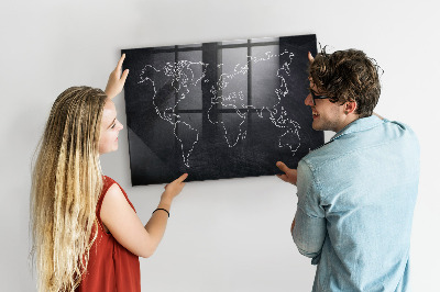 Tableau pour magnet Contour de la carte du monde