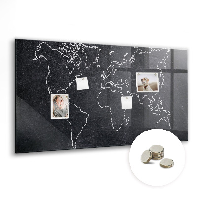 Tableau pour magnet Contour de la carte du monde