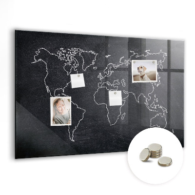 Tableau pour magnet Contour de la carte du monde