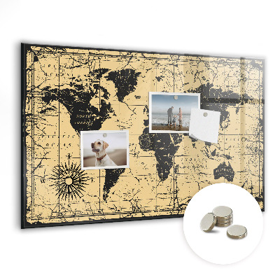 Tableau aimanté horizontal Carte du monde vintage