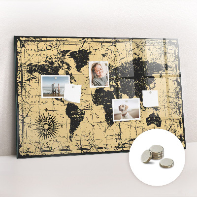 Tableau aimanté horizontal Carte du monde vintage