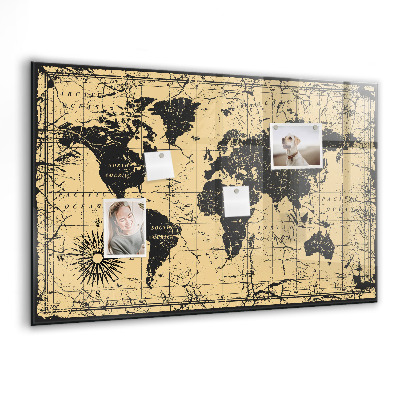 Tableau aimanté horizontal Carte du monde vintage