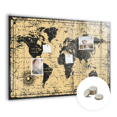 Tableau aimanté horizontal Carte du monde vintage