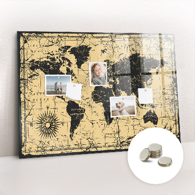 Tableau aimanté horizontal Carte du monde vintage