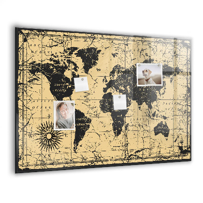Tableau aimanté horizontal Carte du monde vintage