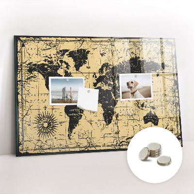 Tableau aimanté horizontal Carte du monde vintage