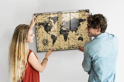 Tableau aimanté horizontal Carte du monde vintage