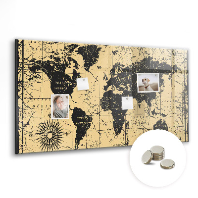 Tableau aimanté horizontal Carte du monde vintage