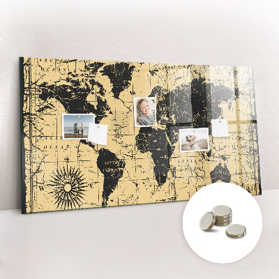 Tableau aimanté horizontal Carte du monde vintage