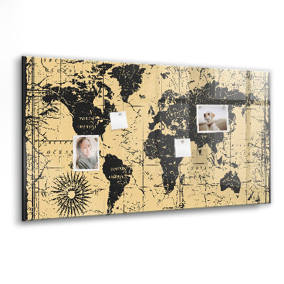 Tableau aimanté horizontal Carte du monde vintage
