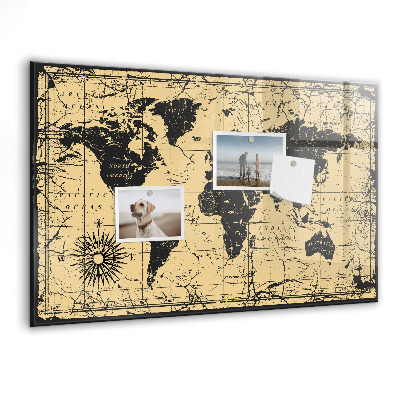 Tableau aimanté horizontal Carte du monde vintage
