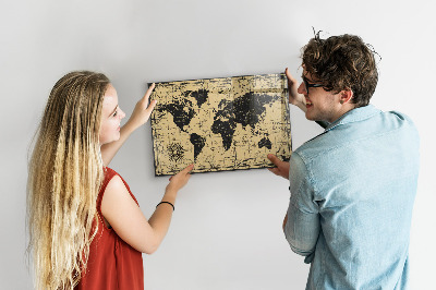 Tableau aimanté horizontal Carte du monde vintage