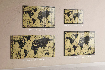 Tableau aimanté horizontal Carte du monde vintage