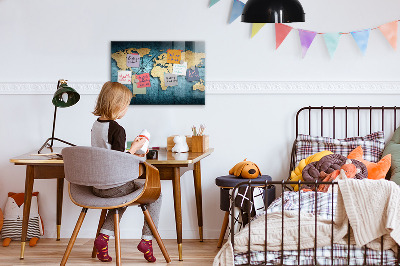 Tableau magnétique enfant carte du monde 3D