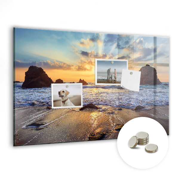 Tableau aimanté horizontal Coucher de soleil sur la plage