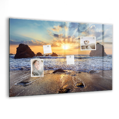 Tableau aimanté horizontal Coucher de soleil sur la plage