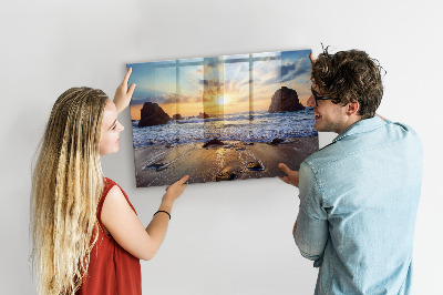 Tableau aimanté horizontal Coucher de soleil sur la plage