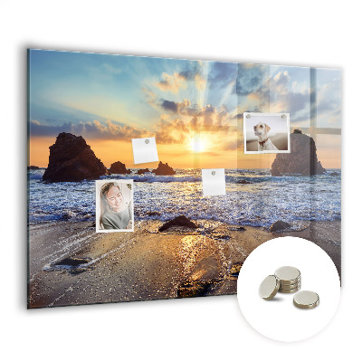 Tableau aimanté horizontal Coucher de soleil sur la plage