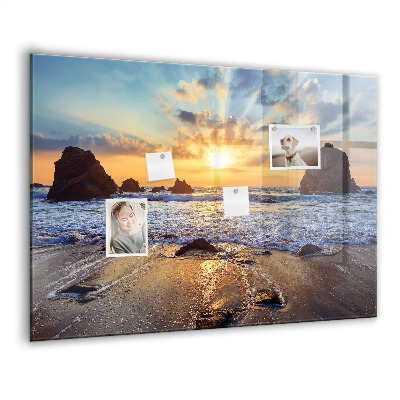 Tableau aimanté horizontal Coucher de soleil sur la plage