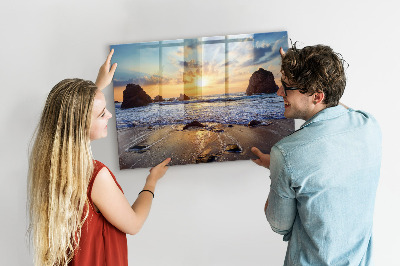 Tableau aimanté horizontal Coucher de soleil sur la plage