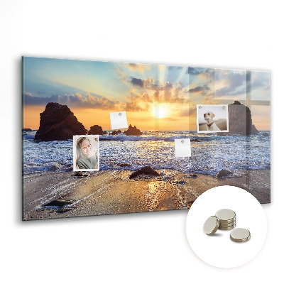 Tableau aimanté horizontal Coucher de soleil sur la plage