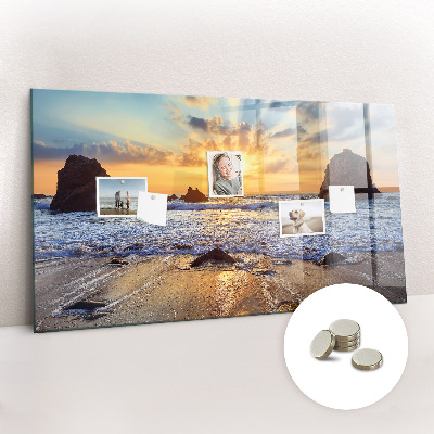 Tableau aimanté horizontal Coucher de soleil sur la plage