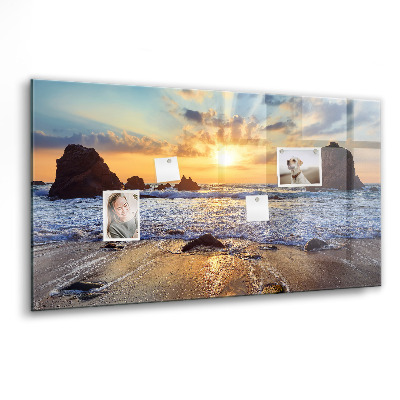 Tableau aimanté horizontal Coucher de soleil sur la plage