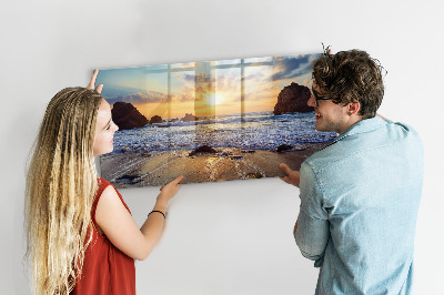 Tableau aimanté horizontal Coucher de soleil sur la plage