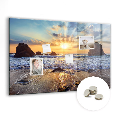 Tableau aimanté horizontal Coucher de soleil sur la plage