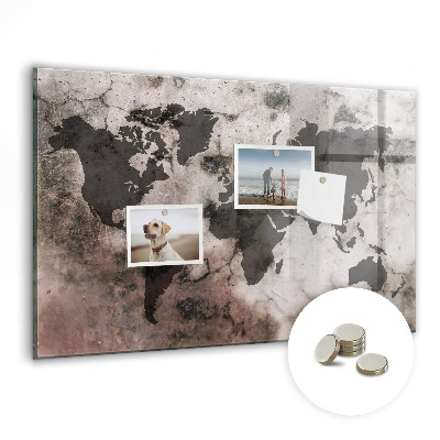 Tableau mural magnétique Carte du monde en béton