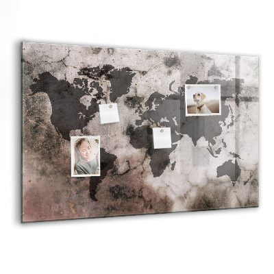 Tableau mural magnétique Carte du monde en béton