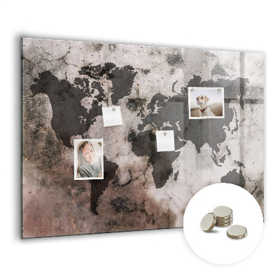 Tableau mural magnétique Carte du monde en béton