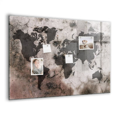 Tableau mural magnétique Carte du monde en béton