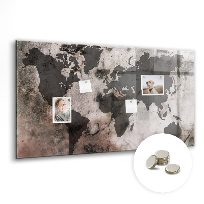 Tableau mural magnétique Carte du monde en béton