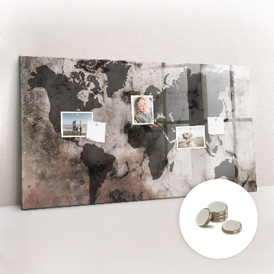 Tableau mural magnétique Carte du monde en béton