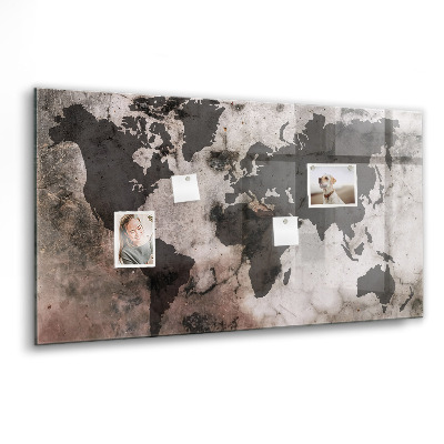 Tableau mural magnétique Carte du monde en béton