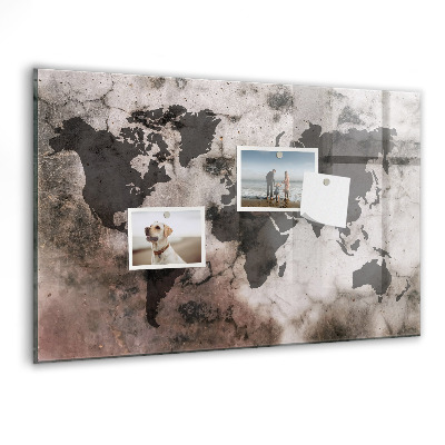 Tableau mural magnétique Carte du monde en béton