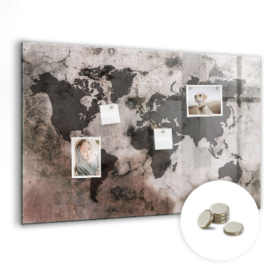 Tableau mural magnétique Carte du monde en béton