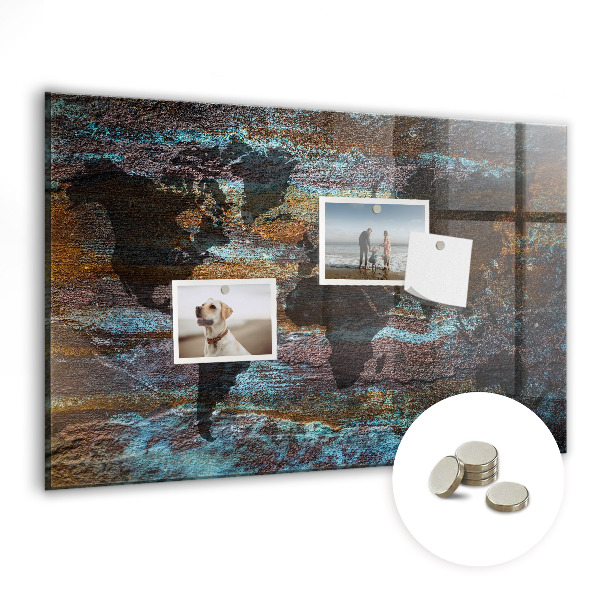 Tableau aimanté horizontal Carte du monde de Rust