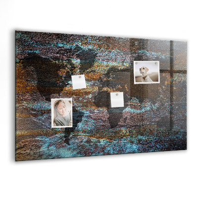 Tableau aimanté horizontal Carte du monde de Rust
