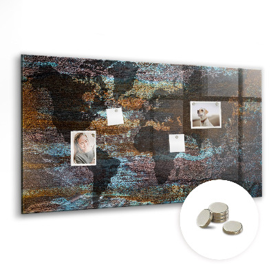 Tableau aimanté horizontal Carte du monde de Rust