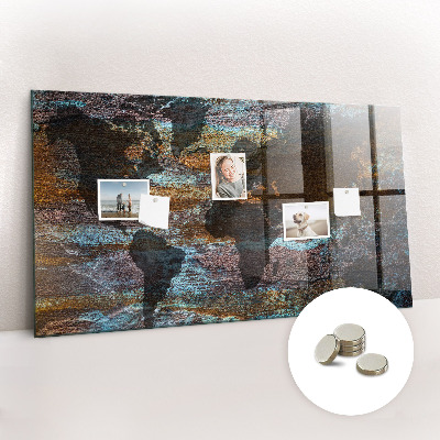 Tableau aimanté horizontal Carte du monde de Rust
