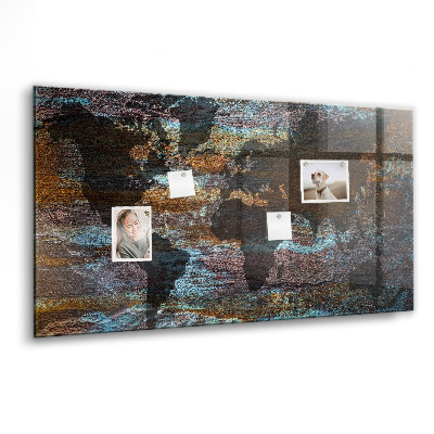 Tableau aimanté horizontal Carte du monde de Rust
