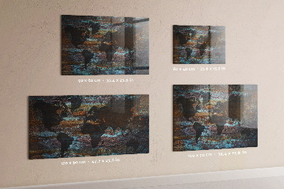 Tableau aimanté horizontal Carte du monde de Rust