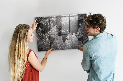 Tableau pour magnet Carte du monde en béton