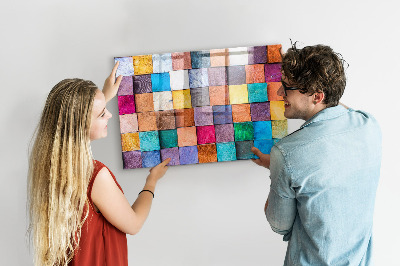 Tableau aimanté horizontal cubes en bois